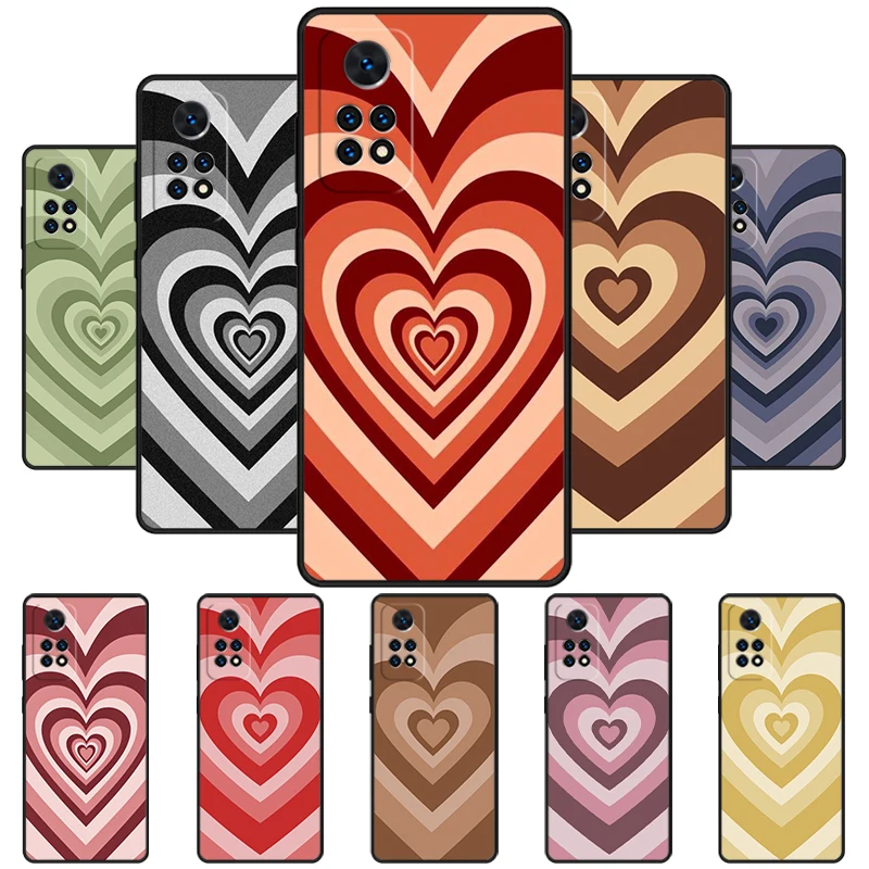 Latte Love Brown Heart Aesthetic Phone Case For Redmi Note 11 EPro 11S 10T 9S Promax 8 Pro Xiaomi Mi 11 12X 12S Ultra Cover