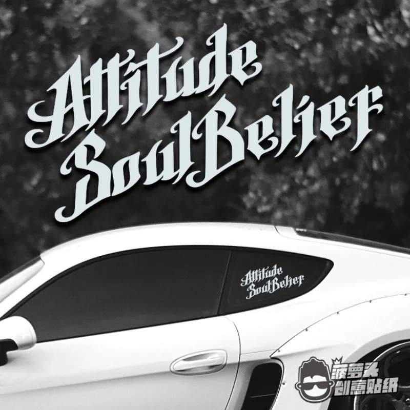 Car Sticker-Creative Attitude, Soul, Belief Decals for Motorcycle, Racing, Modified Cars-Waterproof, Sunproof, No Residue