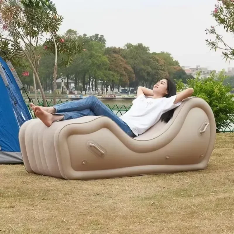 Inflatable Lounger Chair, Portable PVC Air Sofa with Automatic Inflation – Outdoor Camping Seat, Beach & Backyard Lounge Cushion