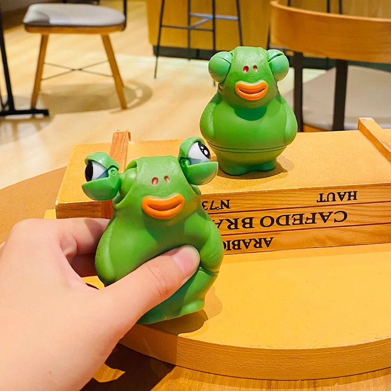 1pcs Decompression Gaze Green Headed Monster Pinch Music Toy Creative Desktop Ornaments Healing Gifts  Squishy Rebunging
