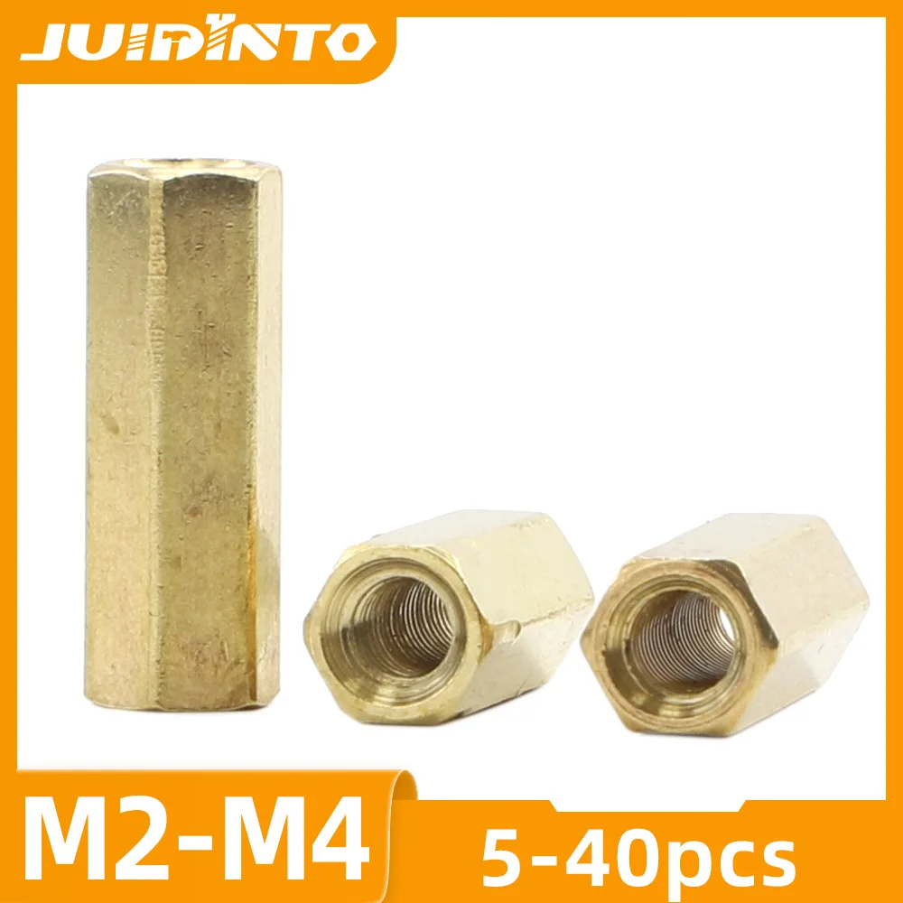 JUIDINTO Female to Female Brass Hex Standoff Spacer M2 M2.5 M3 M4 M5 Brass Motherboard Standoffs PCB Pillar Coupling Nuts