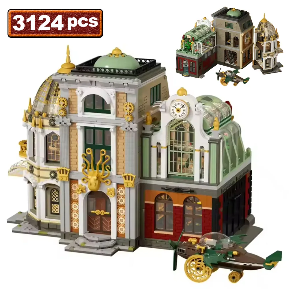 3124pcs MOC Steampunk Explorers Building Blocks City Street View Architecture Construction Model Bricks Toys for Adults Gifts