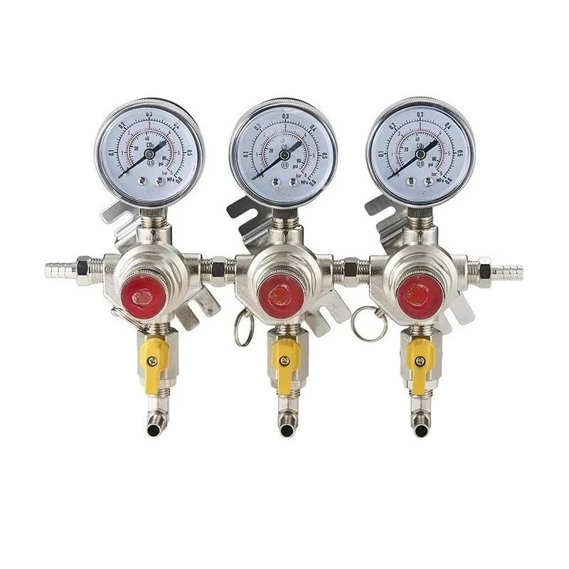 Wholesale Brass Low Pressure Triple Gauge Chrome Beer Regulator Wall Mount Secondary Pressure Regulators Customizable Size 1