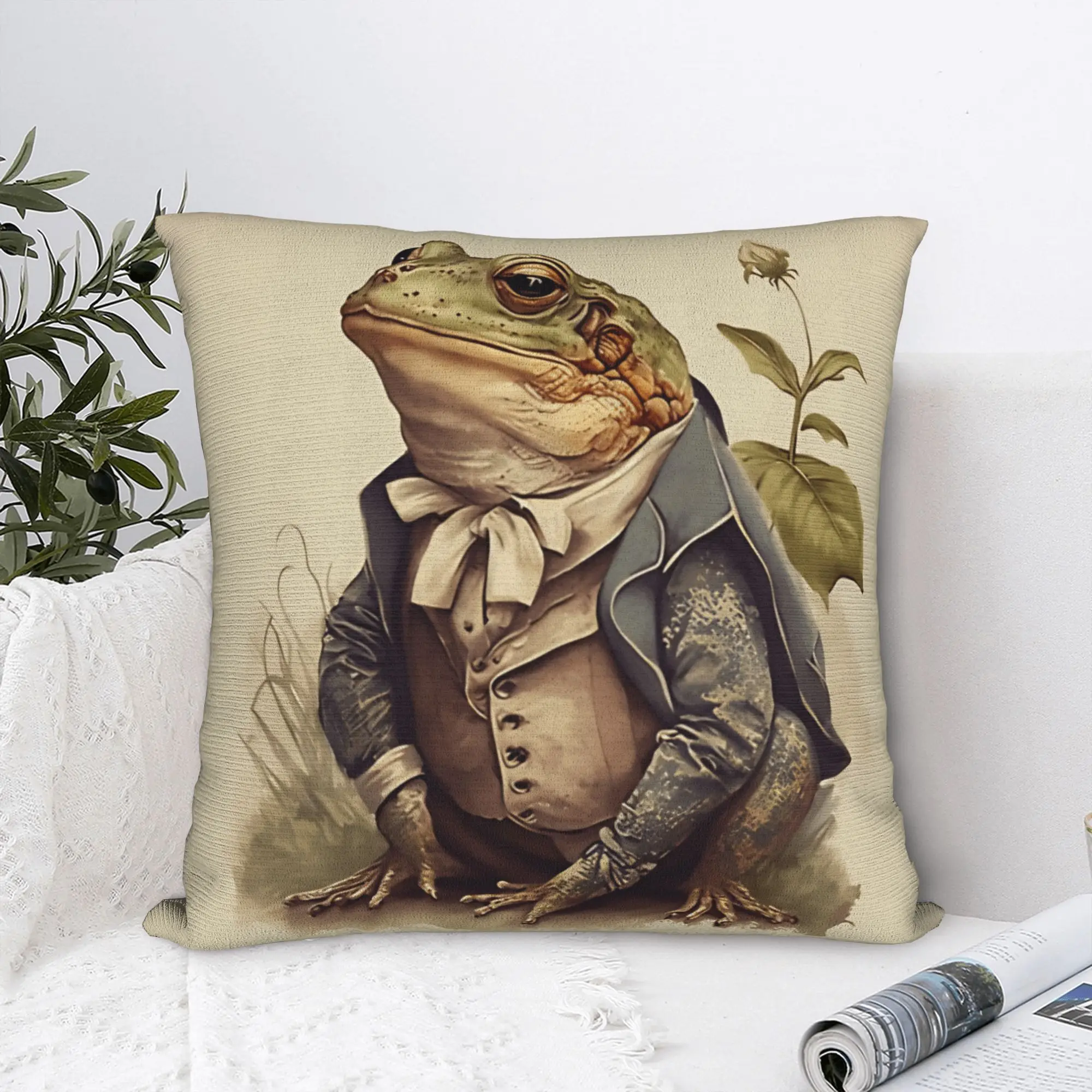 Pillow Case Gentleman Frog Square  Pillow Cover For Sofa Car Home Decor Fashion Pillowcases