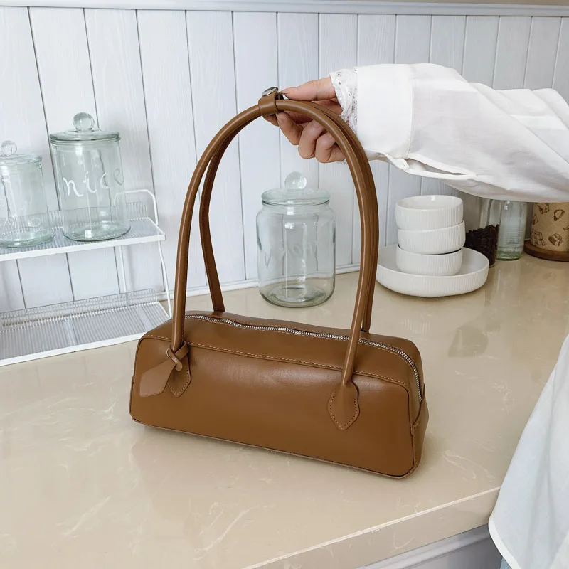 

Минималистичная кожаная женская сумка, однотонная ретро-сумка подмышки, модные и универсальные ручные сумки на плечо