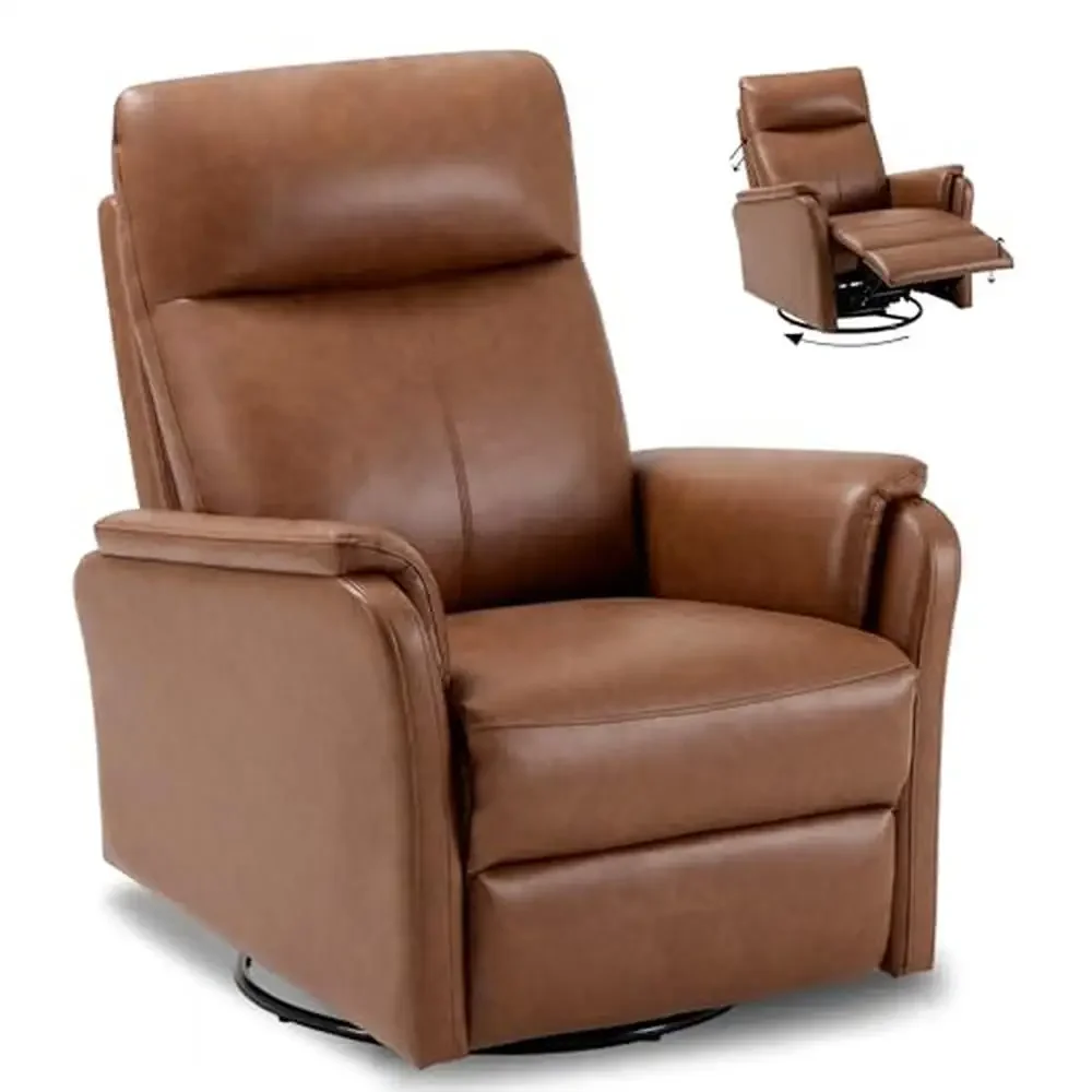 Swivel Rocker Recliner Chair with Footrest and Cushion PU Leather Seat Living Room Home Theater Modern Bedroom 360° Rotation