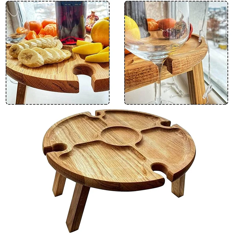 Mesa de Picnic portátil plegable, mesa de campamento ligera plegable para exteriores, mesa de Picnic de vino de madera pequeña