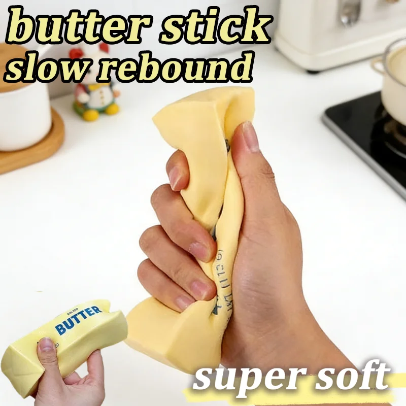 Butter Stick Fidget Toys Squishy Elastic Cheese Stick Funny Decompression Stress Anxiety Relief Game Squeeze Prank Toy