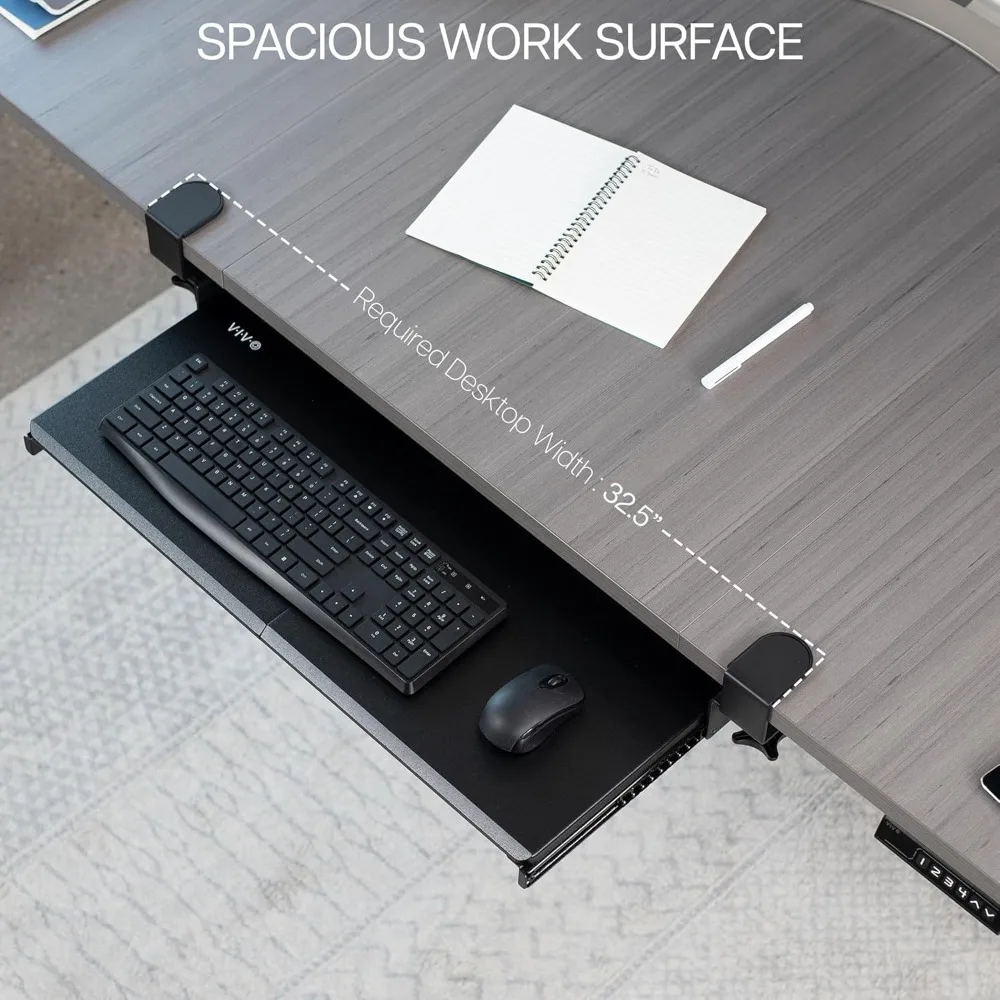 

Large Keyboard Tray Under Desk Pull Out with Extra Sturdy C Clamp Mount System, Out Platform Computer Drawer for Typing