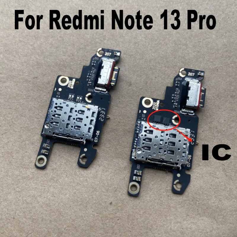 For Xiaomi Redmi Note 13 Pro 5G USB Charging Board Dock Port Connector Flex Cable Repair Parts Replacement 4G 5G