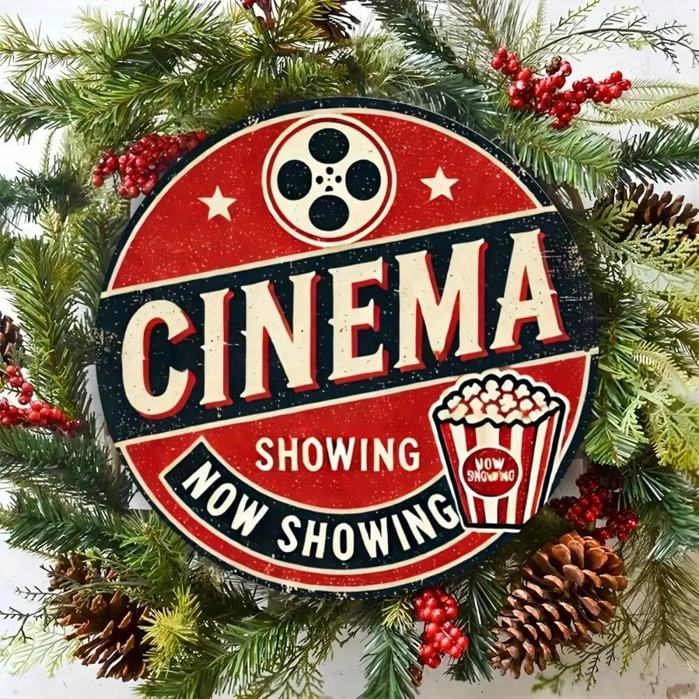 CINEHUB Retro-Filmschild, 20,3 x 20,3 cm, Vintage-Metall-Wandkunst für die Hausbar