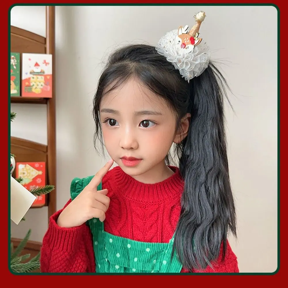 Christmas Hat Hair Clips Children\'s Cute Sequin Bowknot Red Christmas Antler Hairpins Christmas Party Costume Hair Accessories