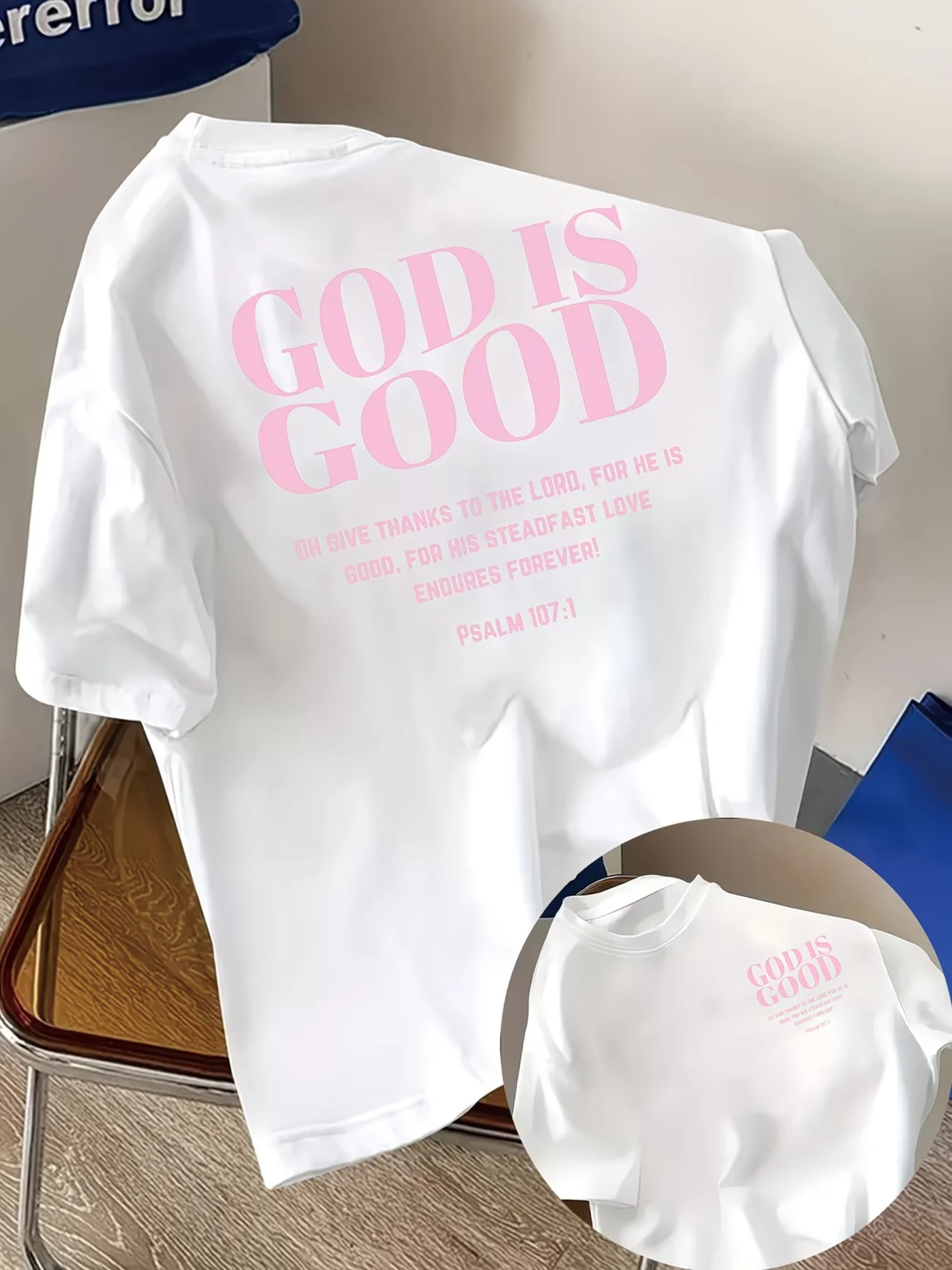 T-shirt imprimé God Is Good, Thank the Lord, haut décontracté à manches courtes et col rond pour l'été et le printemps, vêtements pour femmes