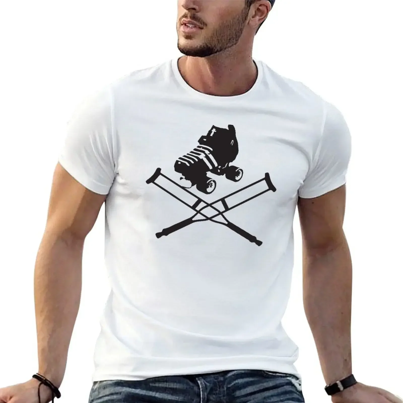 

Roller Derby Crutches T-Shirt tops custom shirt slim fit t shirts for men