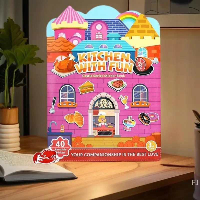 

Portable Reusable Castle Jelly Sticker Busy Book - Montessori Toy for Kids