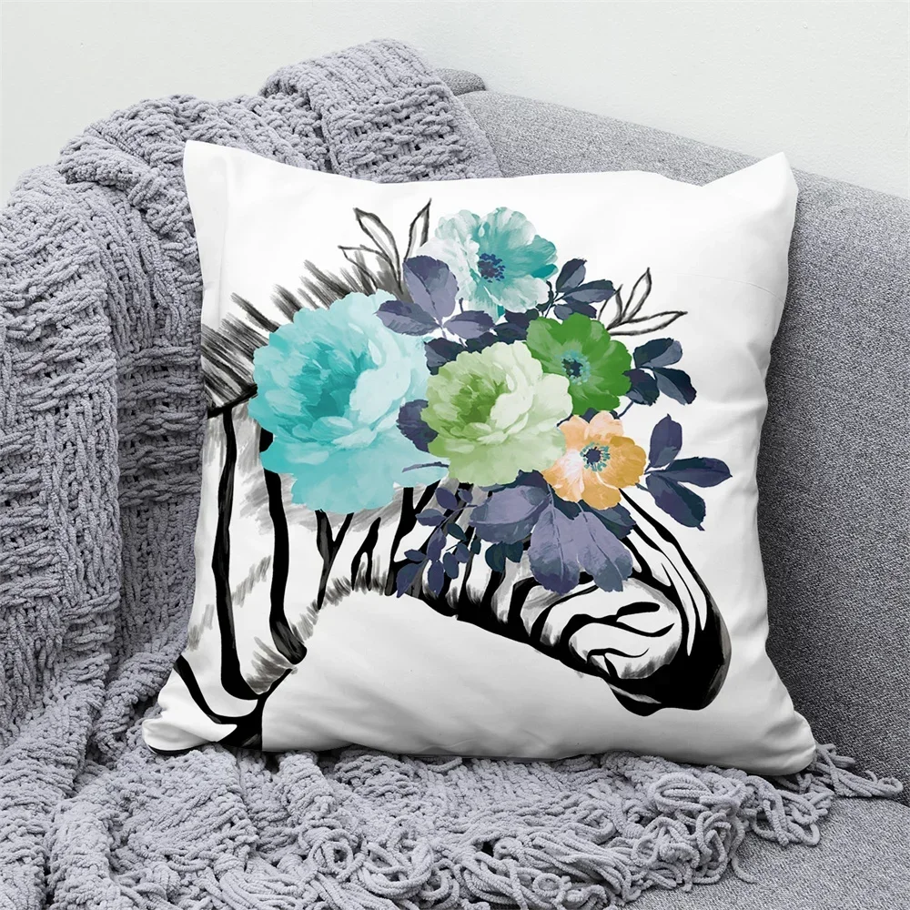 

Floral Animal Cushion Cover Home Pillow Sofa Room Car Pillowcase Decor Wolf Cow Velvet Decorative