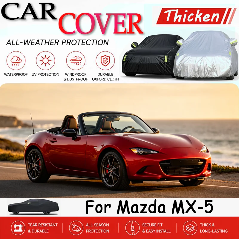 For Mazda MX-5 Car Cover All-Season Outdoor Waterproof Dustproof Heat-Resistant Full Protection, Exterior Accessories