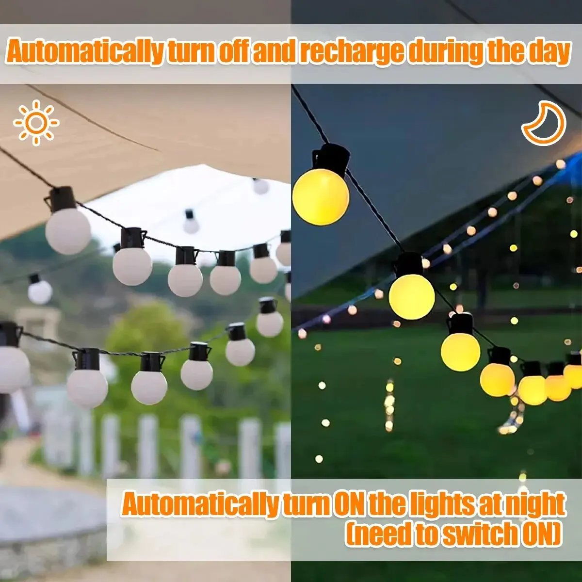 1PC LED Solar Light String,Outdoor White Balls Decoration Lights Hanging Lights For Garden,Yard,Patio,Balcony,Camping&Holidays