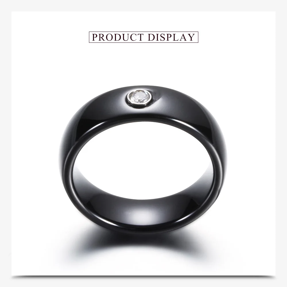 Schlichter Zirkon-Ring aus schwarz-weißer Keramik für Damen, wasserdichter Fingerschmuck, bestes Geschenk für Freundin, Mutter – Detail 7