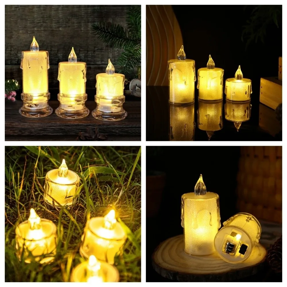 Christmas Electronic Candle Light Transparent Flameless Warm Glowing Candles Mini Portable Simulated Flameless Candles