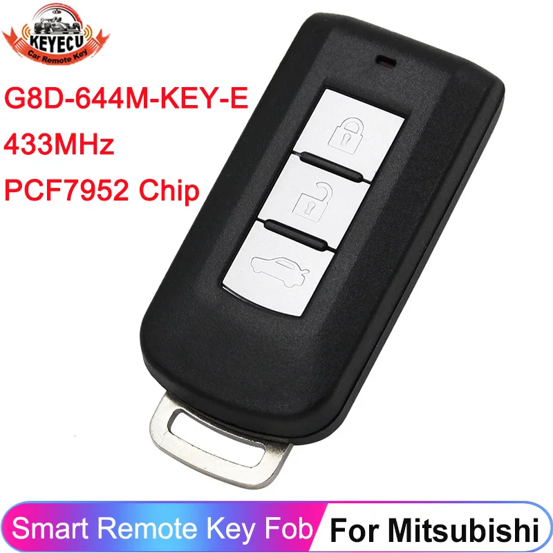 3 Button Smart Key FSK 433MHz PCF7952 Chip For Mitsubishi Lancer Outlander ASX 2010-2018 FCC ID: G8D-644M-KEY-E Car Remote Fob