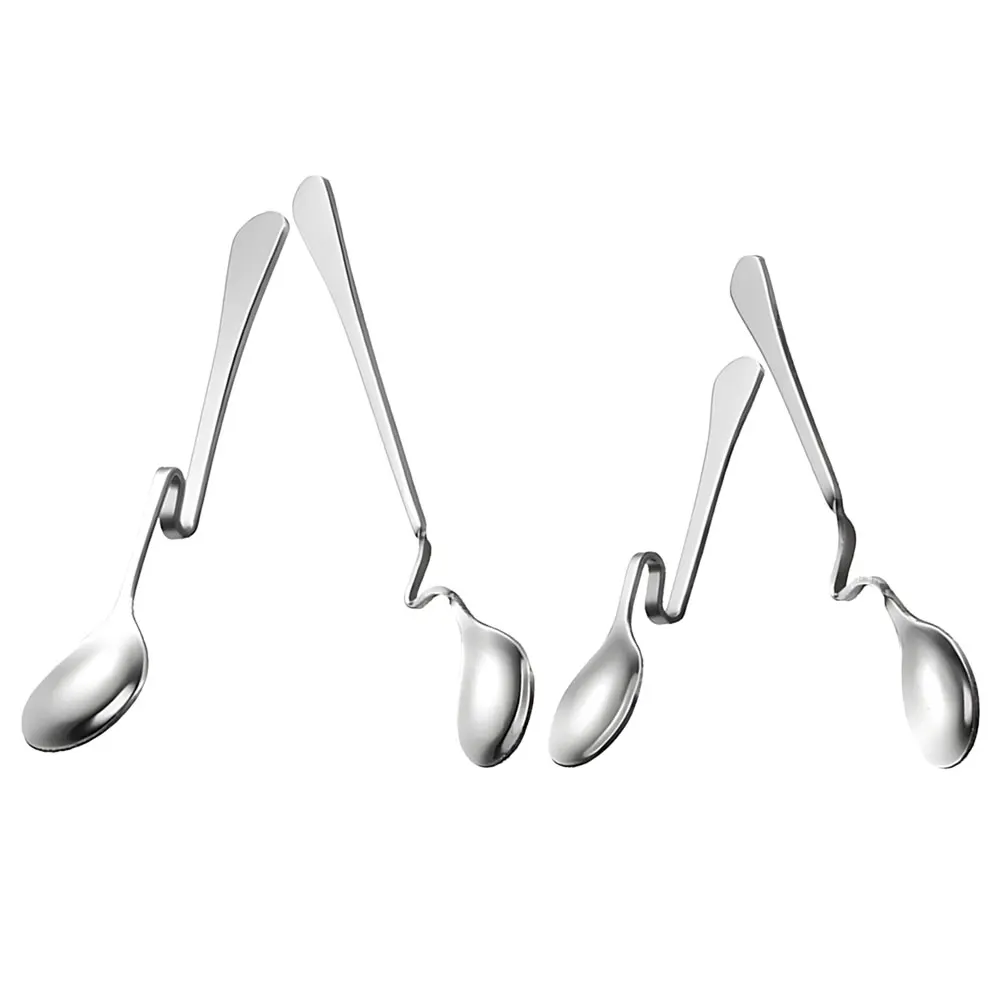 

4pcs Stainless Steel Hanging Cup Spoon SShape Coffee Stirring Spoons Bending Handle Teaspoons For Coffee Tea Honey