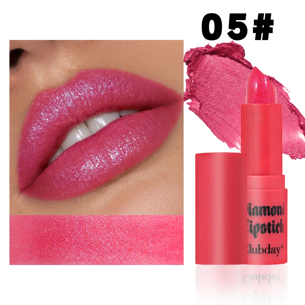 8 Colors Waterproof Diamond Glitter Lipstick Long Lasting Moisturizing Shiny Pearlescent Nude Red Lipsticks Lips Makeup Cosmetic