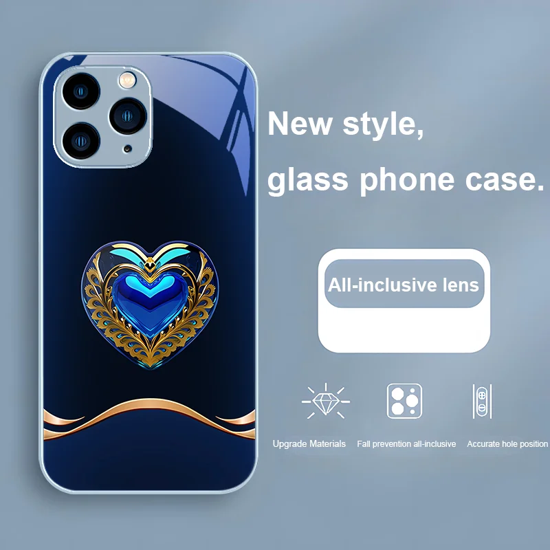 Chinese Red Love Butterfly Rose Purple For Iphone 15 14 13 12 11 Pro Max XS XR 7 8 Plus 2020 2022 SE Tempered Glass Phone Case