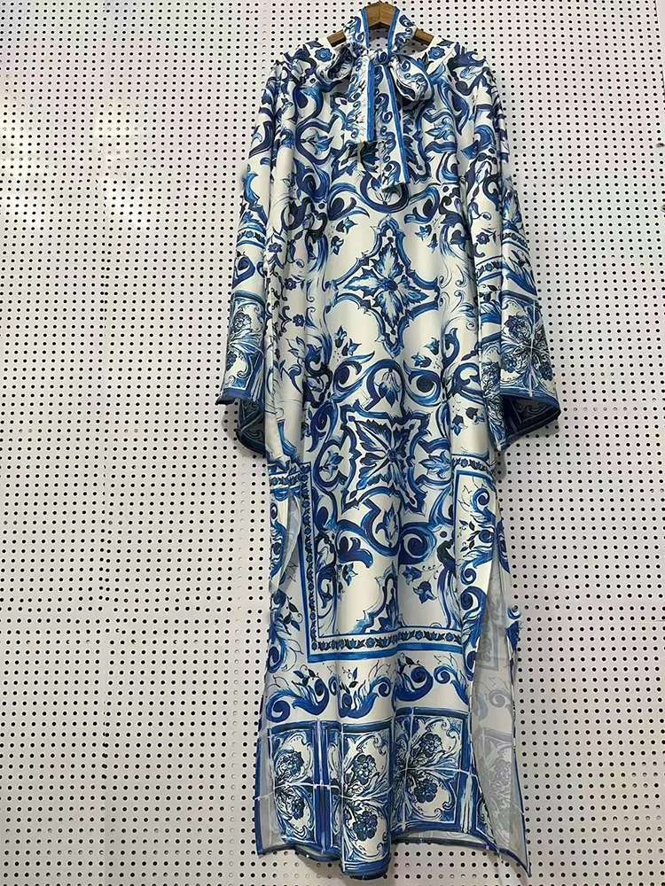 

Новое женское длинное платье на весну-осень 2026 года, с круглым вырезом, длинными рукавами, свободного кроя, повседневное, с принтом, прямого кроя, элегантное