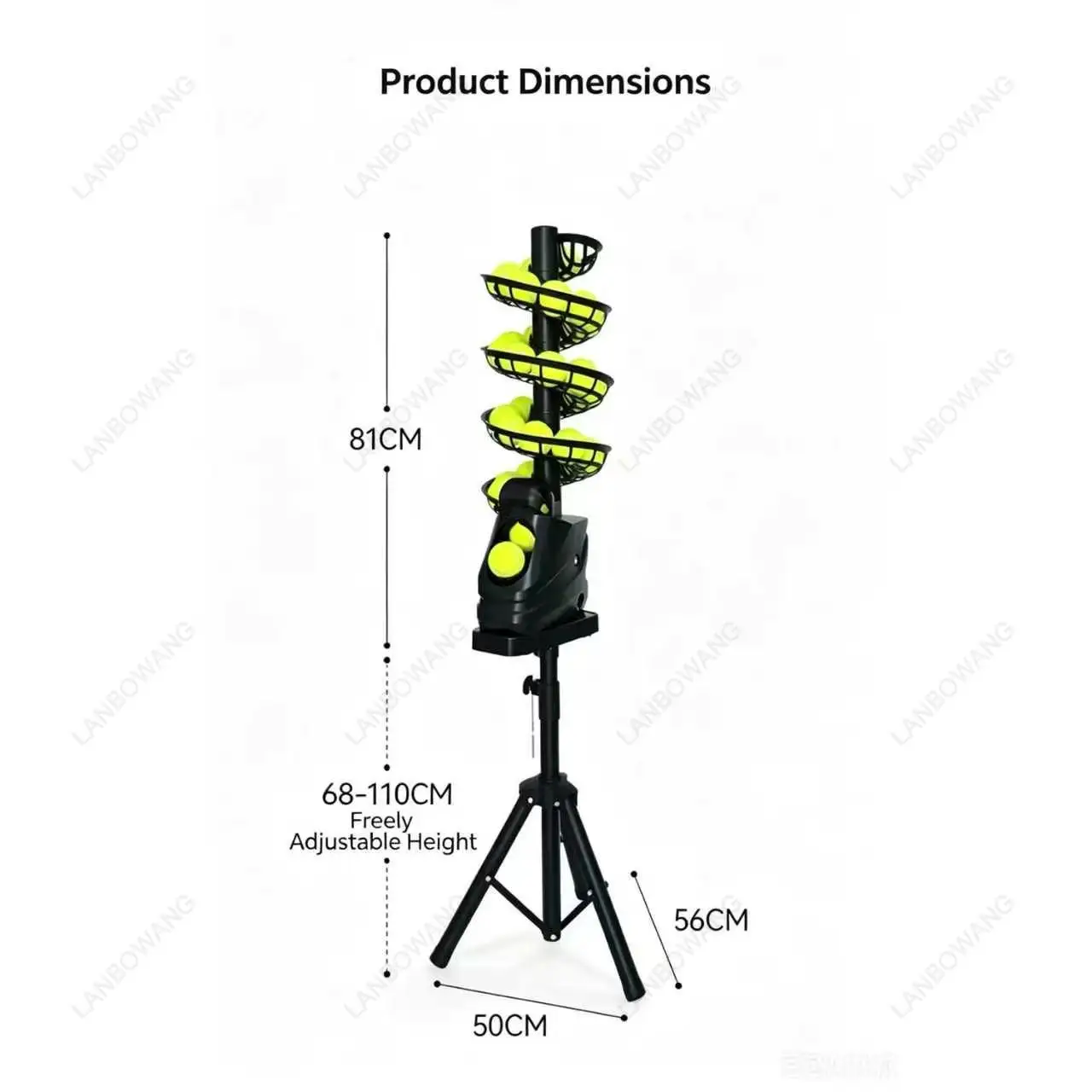 Upgraded Remote Control Oscillating Tennis & Pickleball Machine With Adjustable Height Stand 10H Rechargeable Lithium Battery
