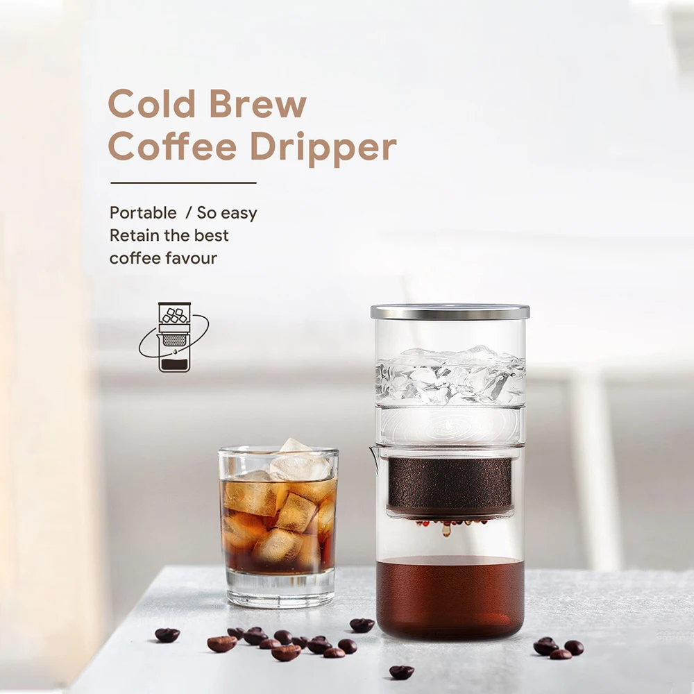 Cold Brew Coffee Maker Coffee Extraction Borosilicate Glass Dripper Iced Coffee Brewer Maker for Home Office Travel