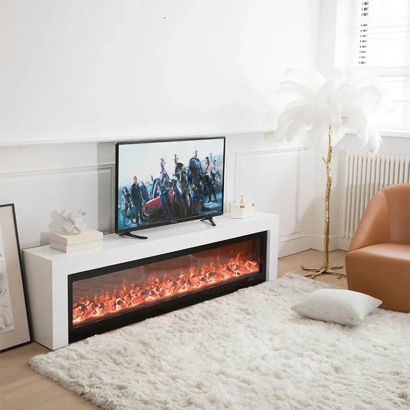 Fireplace TV Cabinet Nordic Minimalism Customized Curio Cabinet Simple Designer Furniture Villa 2 M Simulation Flame Heating
