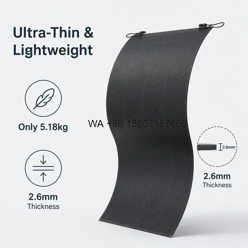 Wmwmnu 300W Flexible Solar Panel 26% Efficiency HPBC Semi-Flexible Module Lightweight ETFE Waterproof for RV Boat Marine