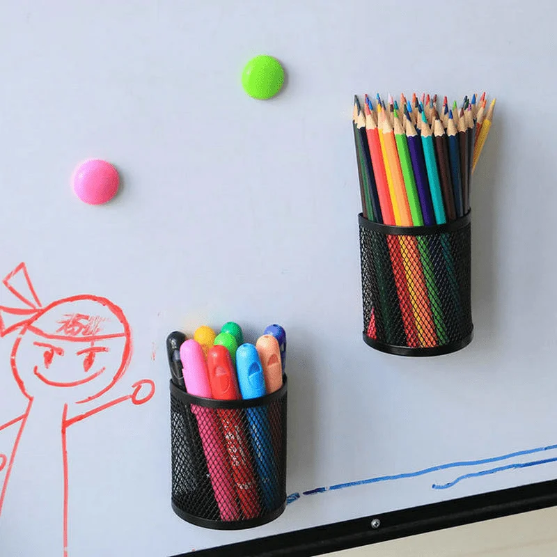 

Magnetic Iron Storage Basket - Semi-Circle Pen Holder & Organizer for Home and Office, Craftsmanship, Storage Box