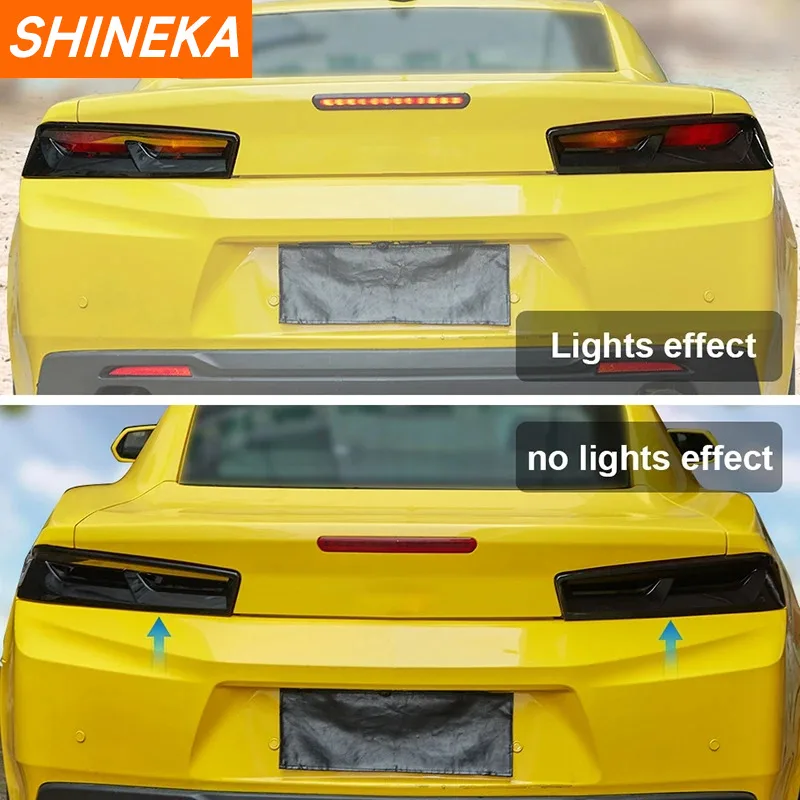 SHINEKA Lamp Hoods For Chevrolet Camaro 2016-2018 ABS Car Rear Taillight High Brake Light Decoration Cover Exterior Accessories