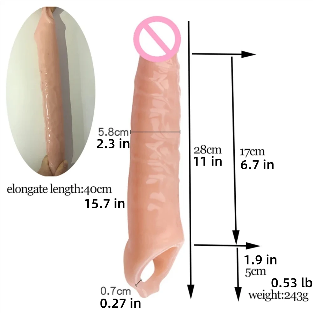 كبير طويل القضيب موسع كم مرونة القضيب تمديد قابلة لإعادة الاستخدام تمديد الواقي الذكري الديك المكبر الرجال دسار توسيع قاسية ديك #2