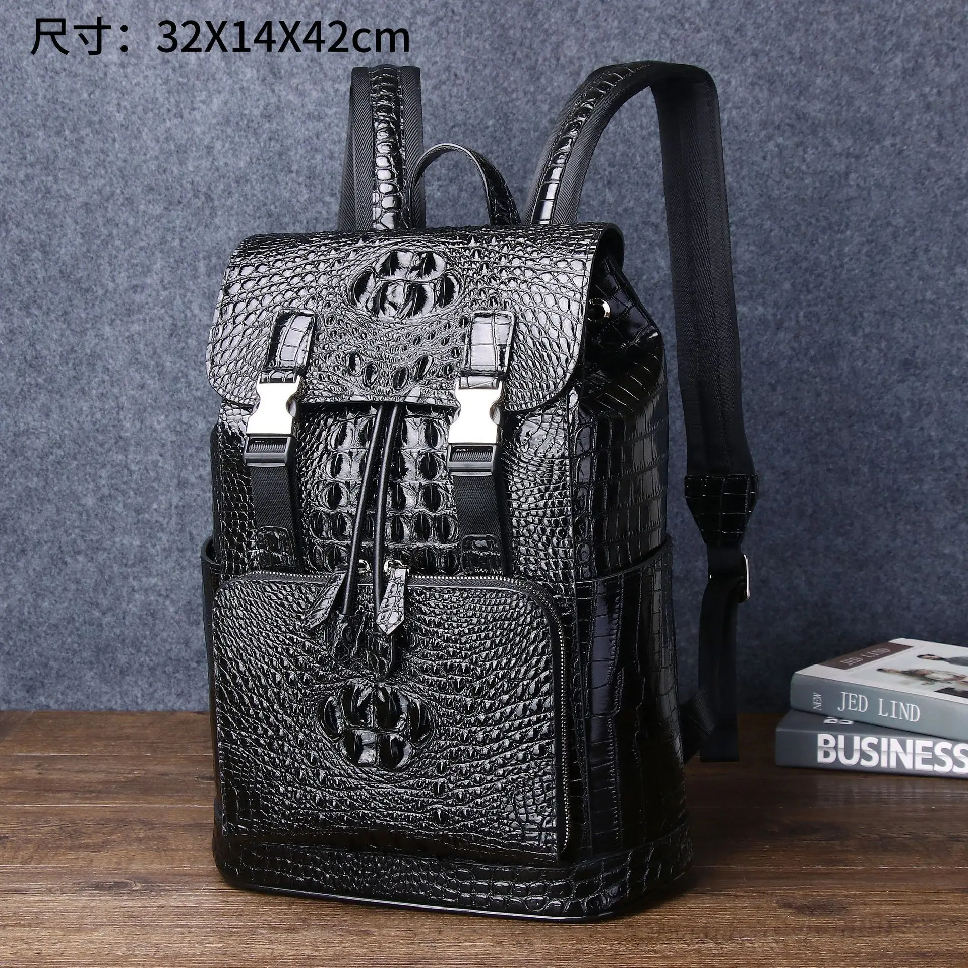 

New Crocodile Bone Backpacks Pattern Business Casual Backpack Large Capacity Travel Fashionable Men's Bags Trend Male Back Pack