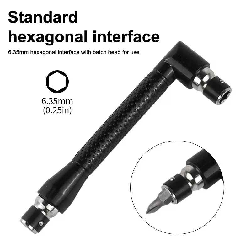 L Type 1/4 Hexagon Screwdriver Bit 90 Degree Double End Handle Black 6.35mm Wrench Tool For Matching Bits Set