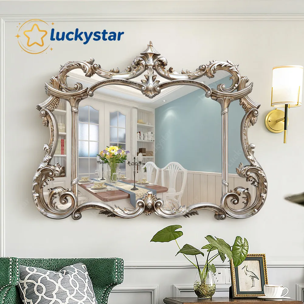 Decorative wall decoration mirror makeup bathroom living room hanging French classical