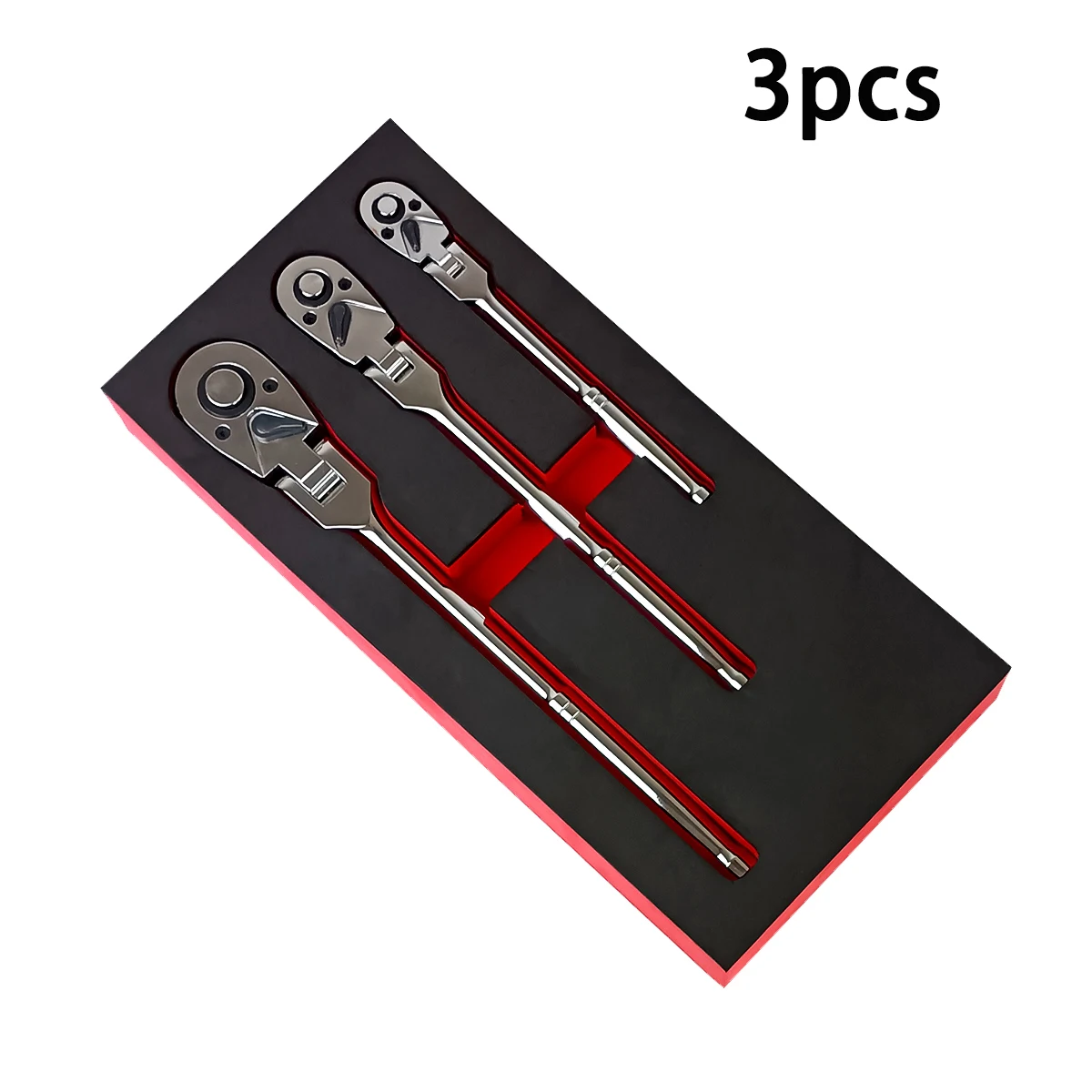 

3-piece 72-tooth adjustable head long-handled ratchet wrench set, with EVA storage box, suitable for precision screws and nuts