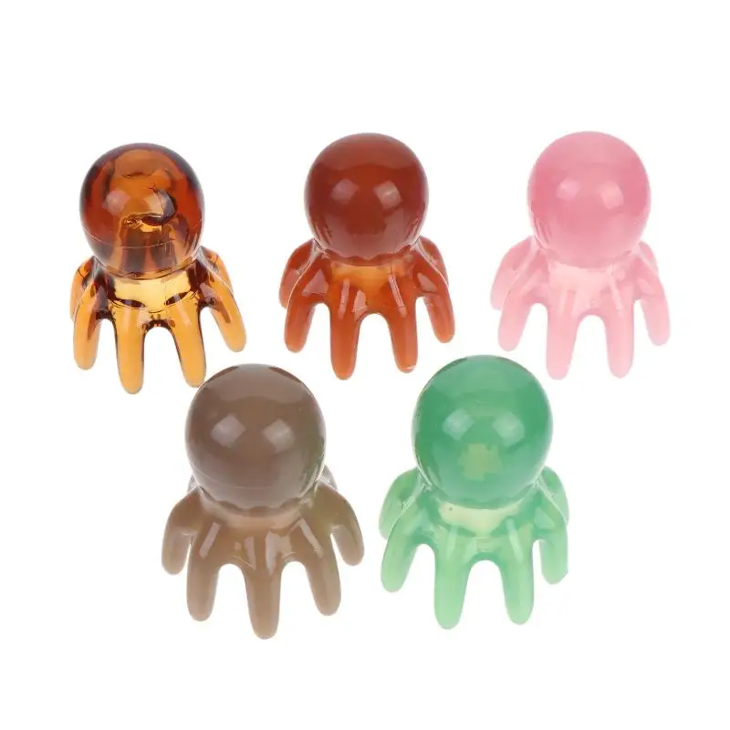 New【2Pcs Resin Octopus Massage Comb Head Meridian Scraping Scalp Massager SPA Gua Sha Massage Comb Fatigue Relief Massag】