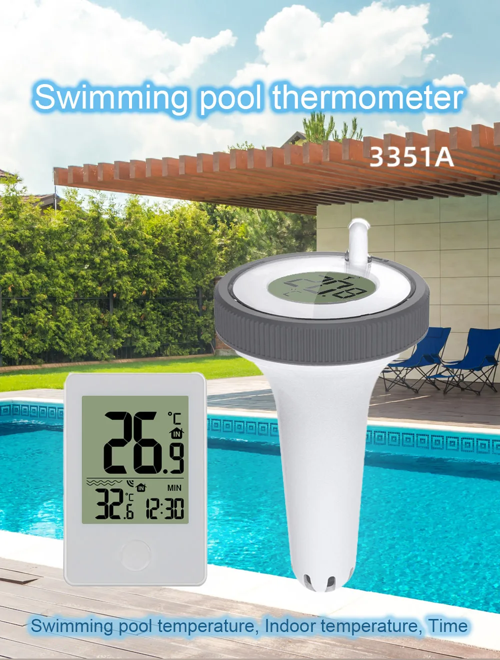 Digital Swimming Pool Thermometer Floating Outdoor Floating Thermometers Used For Swimming Pool Bathrooms Aquarium LCD Display