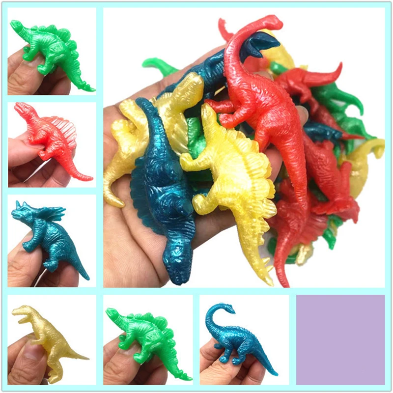 6Pcs TPR Soft Rubber Small Dinosaur Stretch Toys Fun Stretchy Dinosaur Stretch Toys Children Toys Random Style Party Small Gift