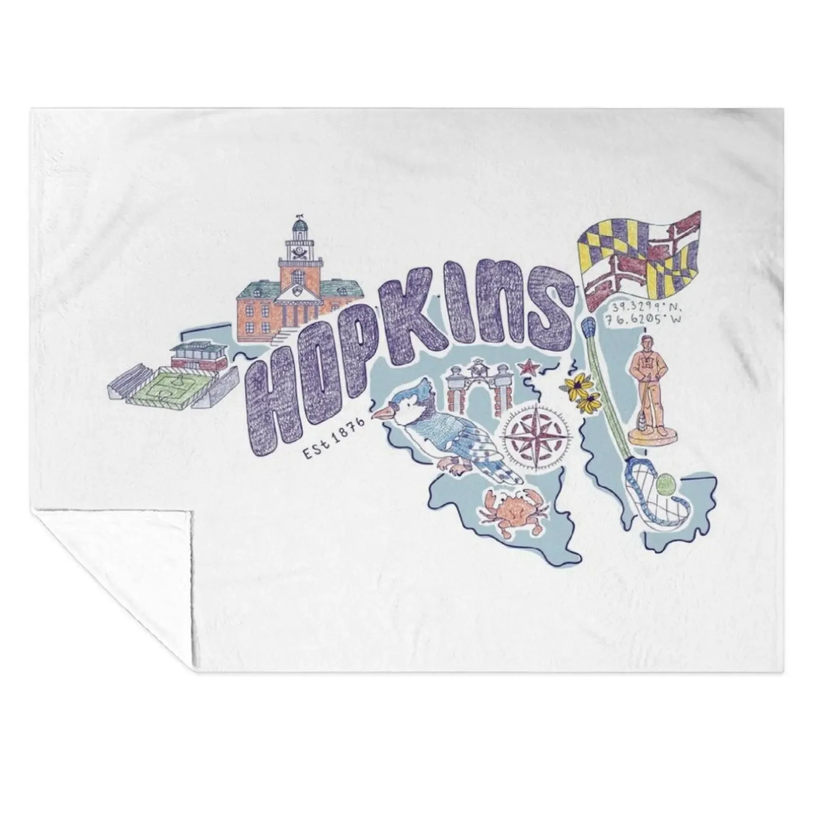 

Johns Hopkins Icons Throw Blanket for babies Hairys Bed linens christmas gifts Blankets