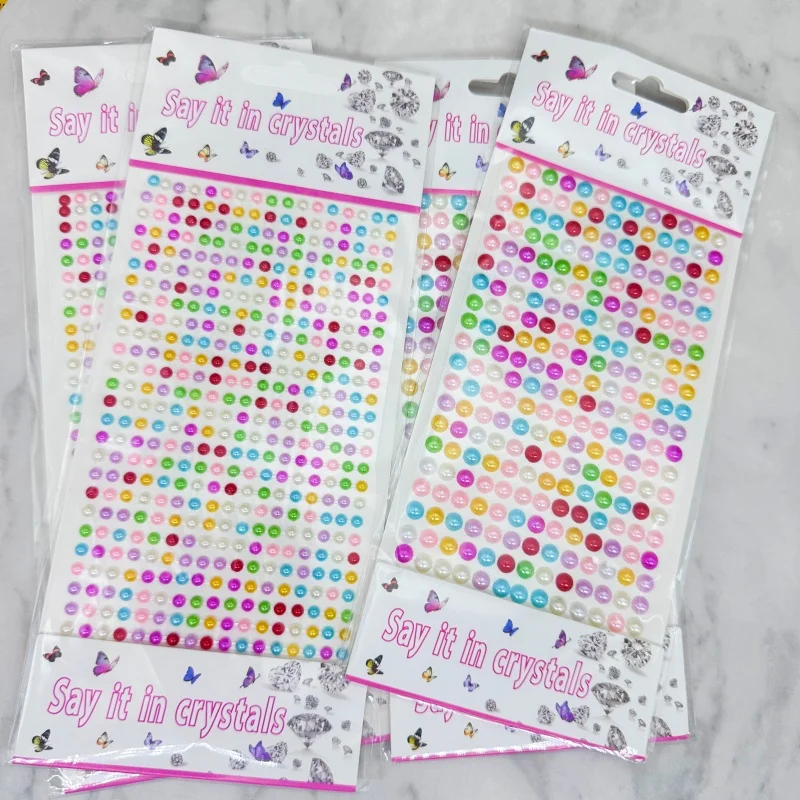 Multicolour Imitation Pearl  Mobile Stationery Eyes Face Gem Jewels Adhesive Sticker Pearls Party Festival Makeup Diamond