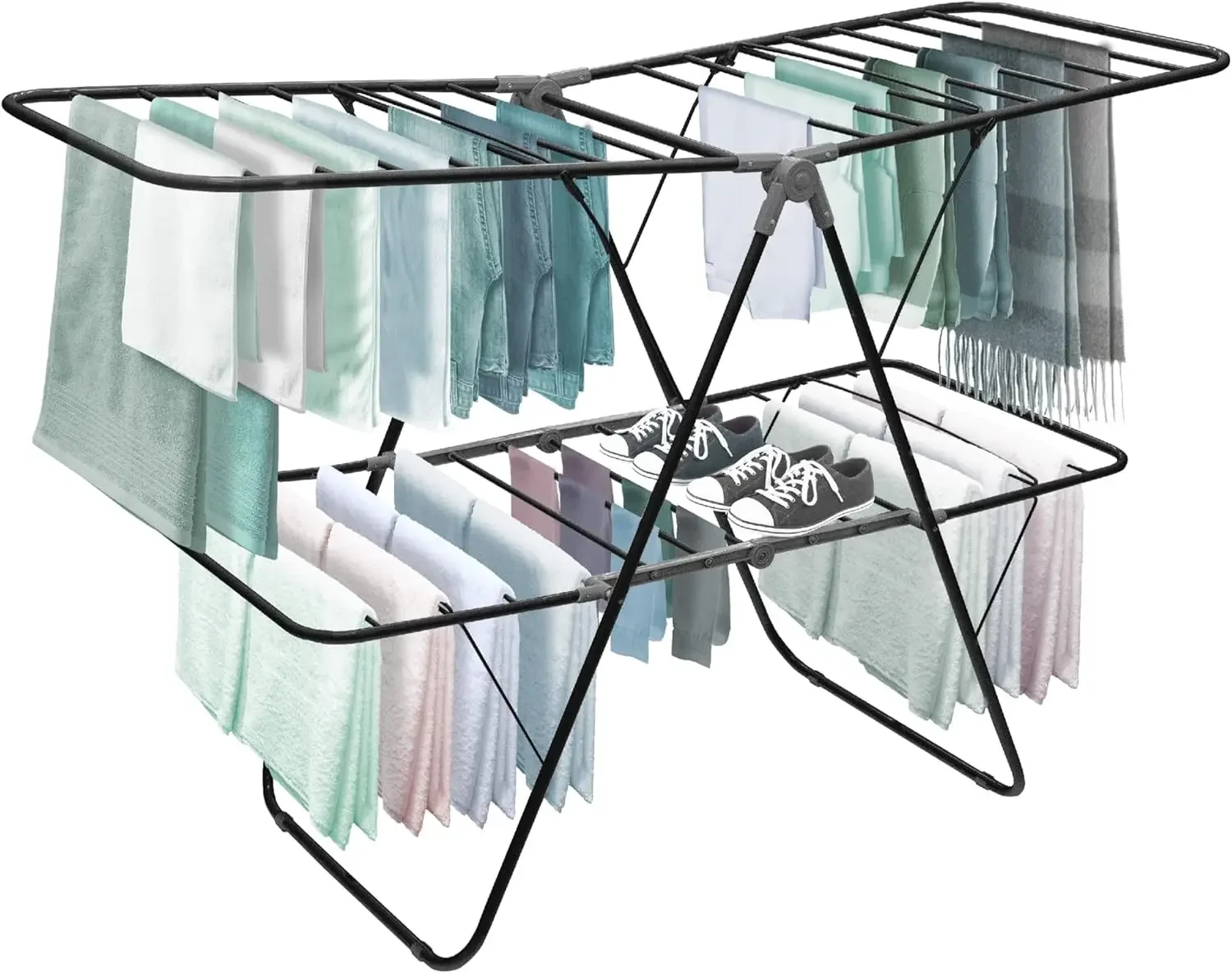 

Collapsible Two Tier Clothes Dryer Stand Portable Indoor Outdoor Laundry Shoe Rack Freestanding Garment Hanger Foldable Air Dry