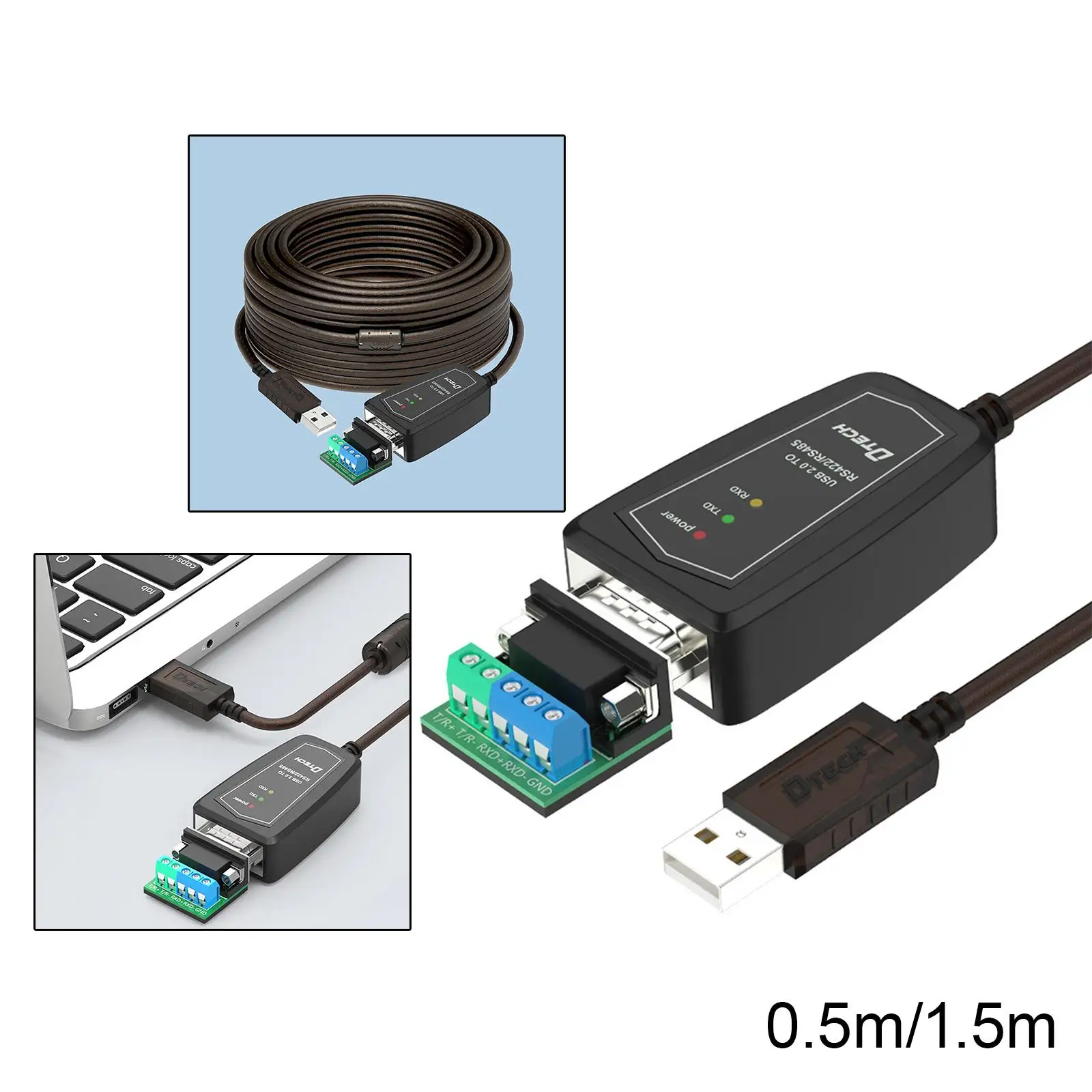 USB 2.0 to RS485 RS422 Adapter Cable 15Kv-ESD Anti-Interference Chipset