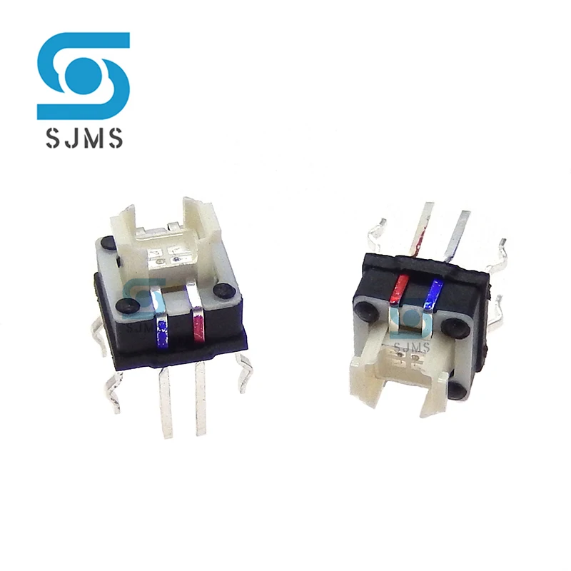 1Pcs 6.4*7.2*7mm DIP 8Pin With Light LED Through Hole Reset Micro Push Button Tactile Momentary Switch With LED Red Blue Light