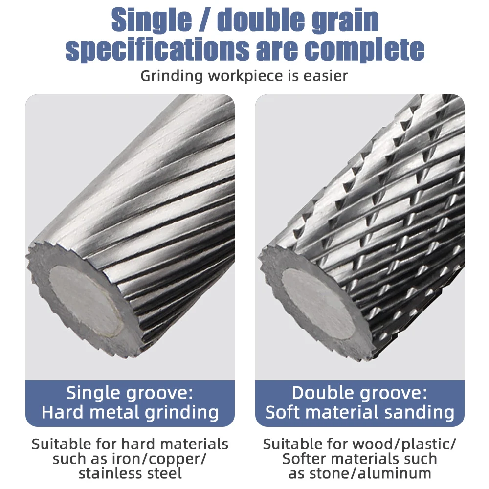 Testa di molatura in acciaio al tungsteno 3*6 Set di File rotanti in metallo duro con testa di molatura in lega di fresa per intaglio della pietra a grana singola/doppia