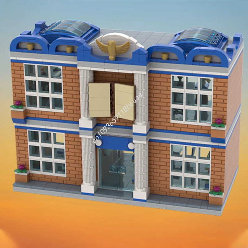 1519 Uds. MOC City School edificios modulares con espalda abierta juego de construcción de coleccionista para aliviar el estrés para adultos regalo de Navidad